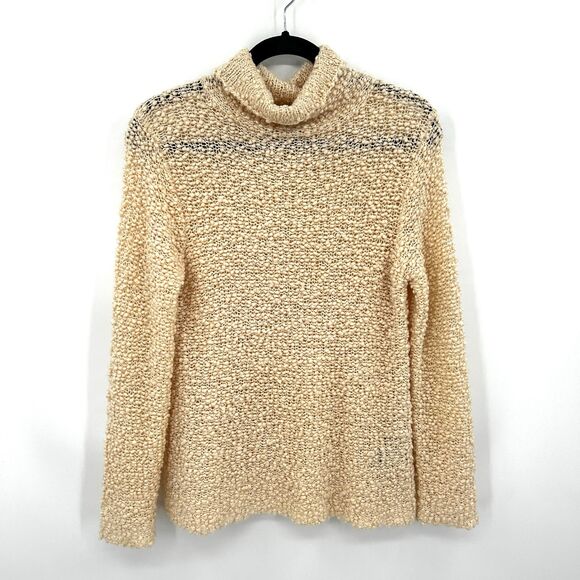 EILEEN FISHER Beige Chunky Loose Knit Italian Yarn Wool Silk Sweater Size Small - Picture 1 of 6